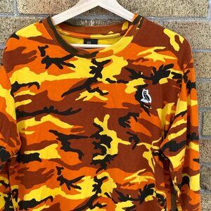 OVO Camo Long Sleeve Shirt Sweater Large Orange Octobers Very Own Camoflague